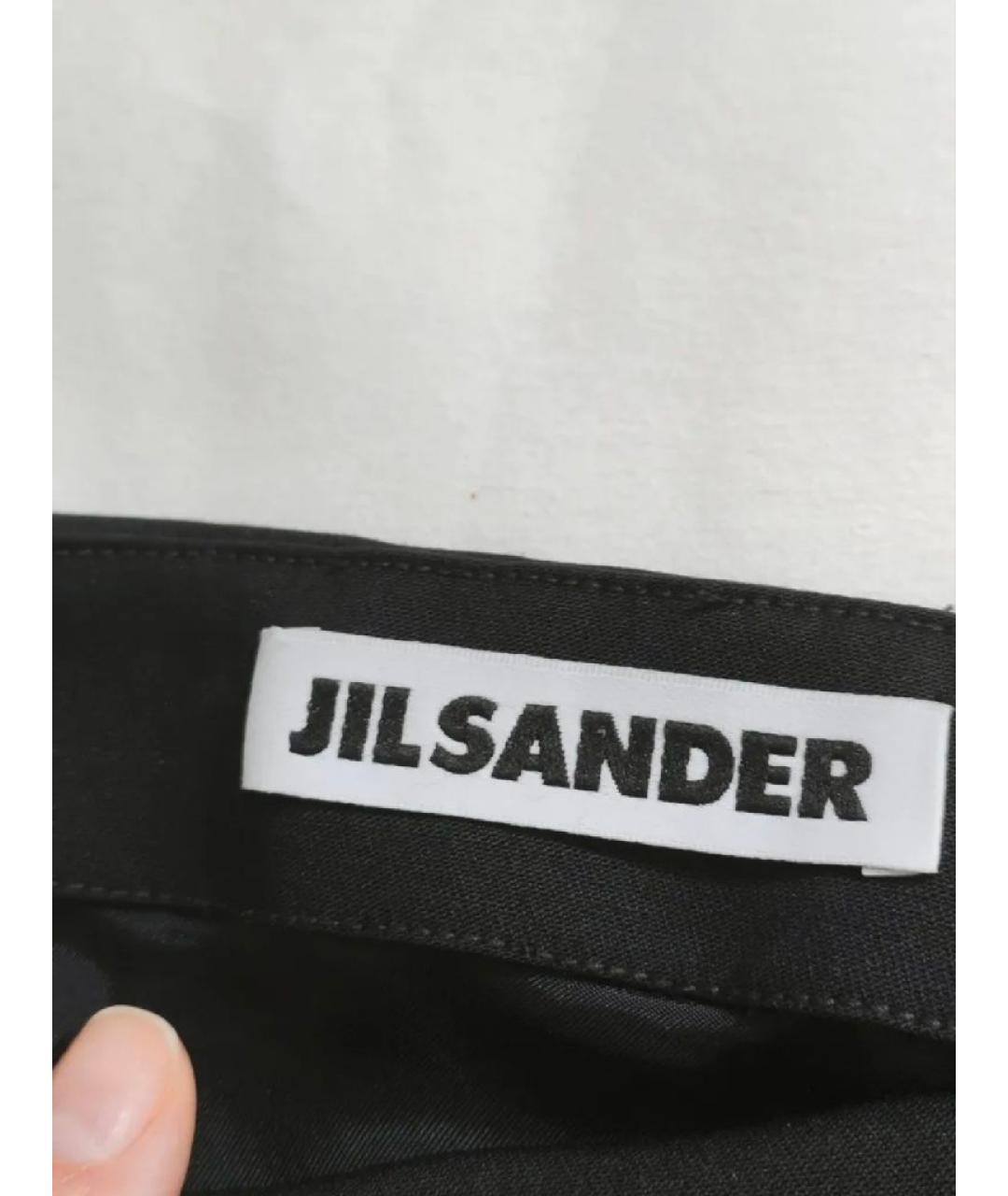JIL SANDER Черная шерстяная юбка миди, фото 9
