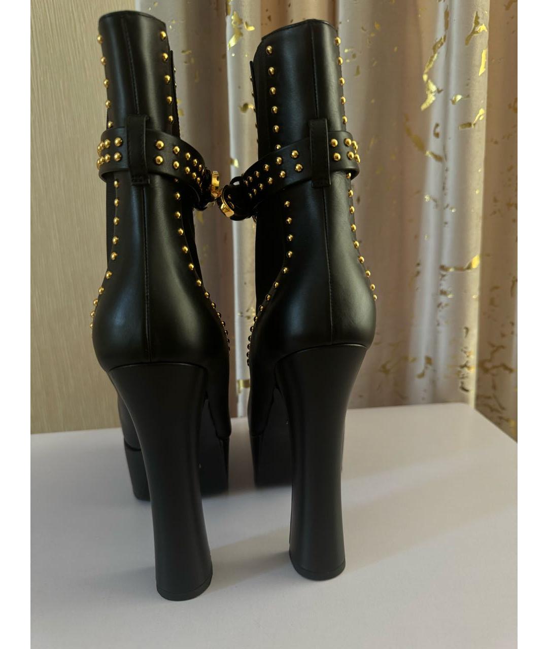 VERSACE Черные кожаные ботильоны, фото 3