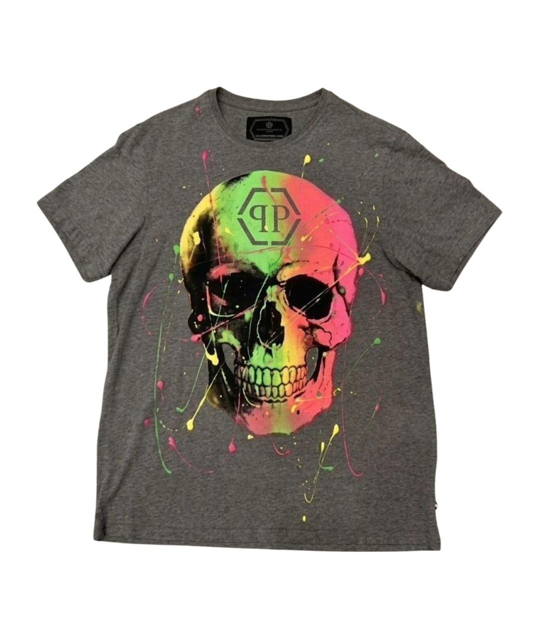 PHILIPP PLEIN Серая хлопковая футболка, фото 1