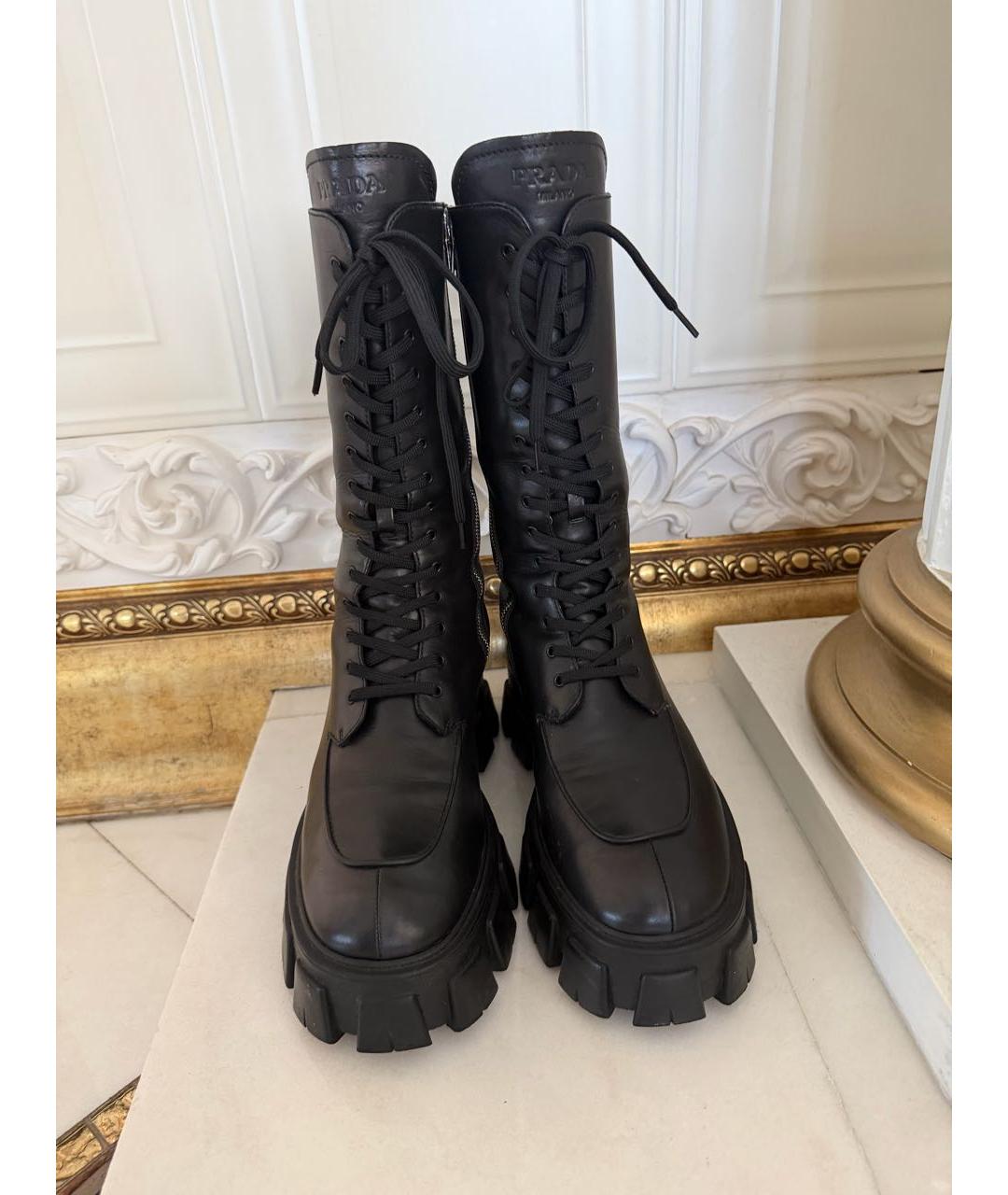 PRADA Черные кожаные сапоги, фото 8