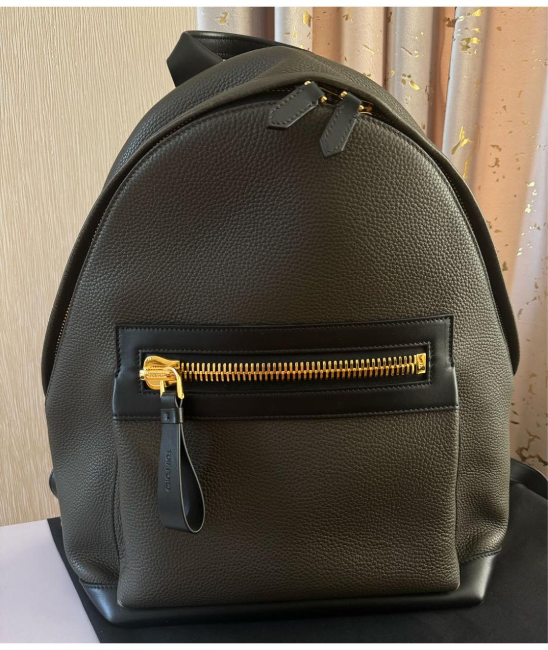 TOM FORD Хаки кожаный рюкзак, фото 5