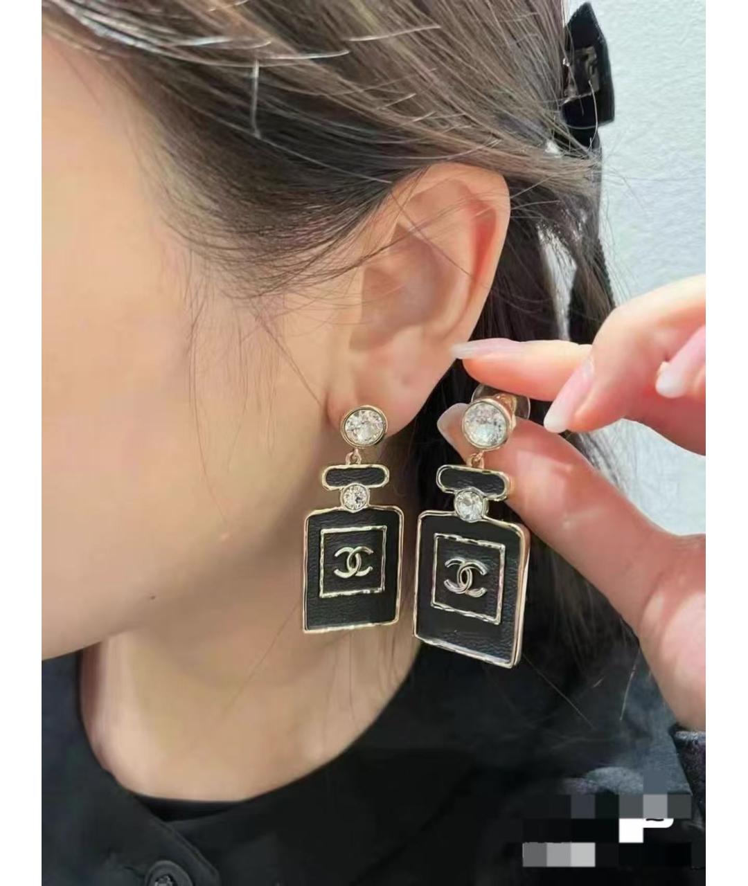 CHANEL Черные серьги, фото 4