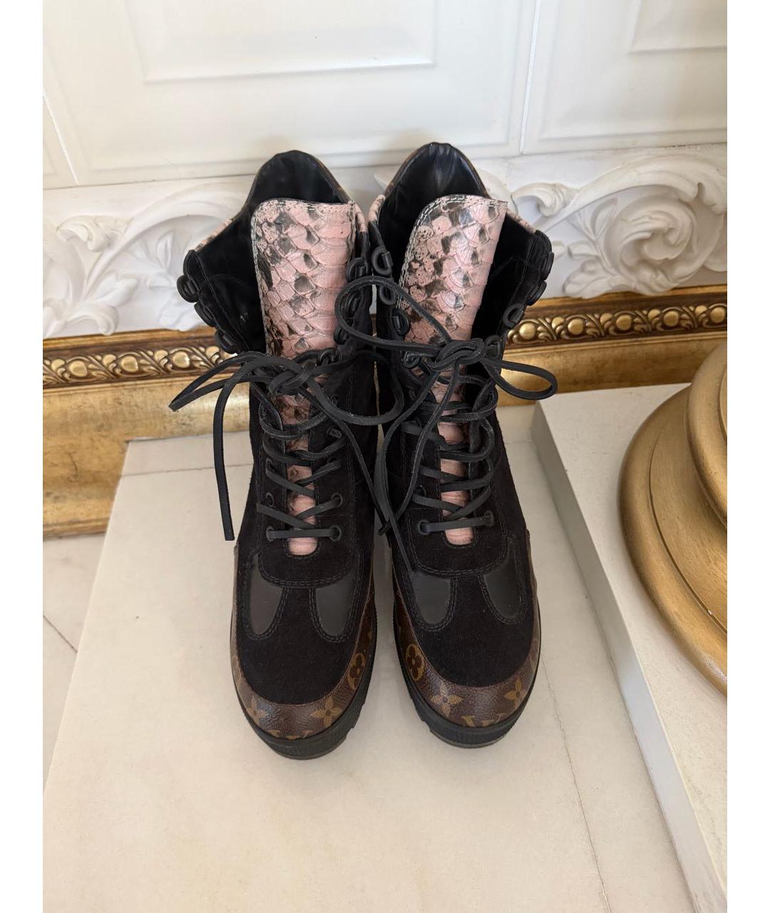 LOUIS VUITTON Коричневые кожаные ботильоны, фото 4