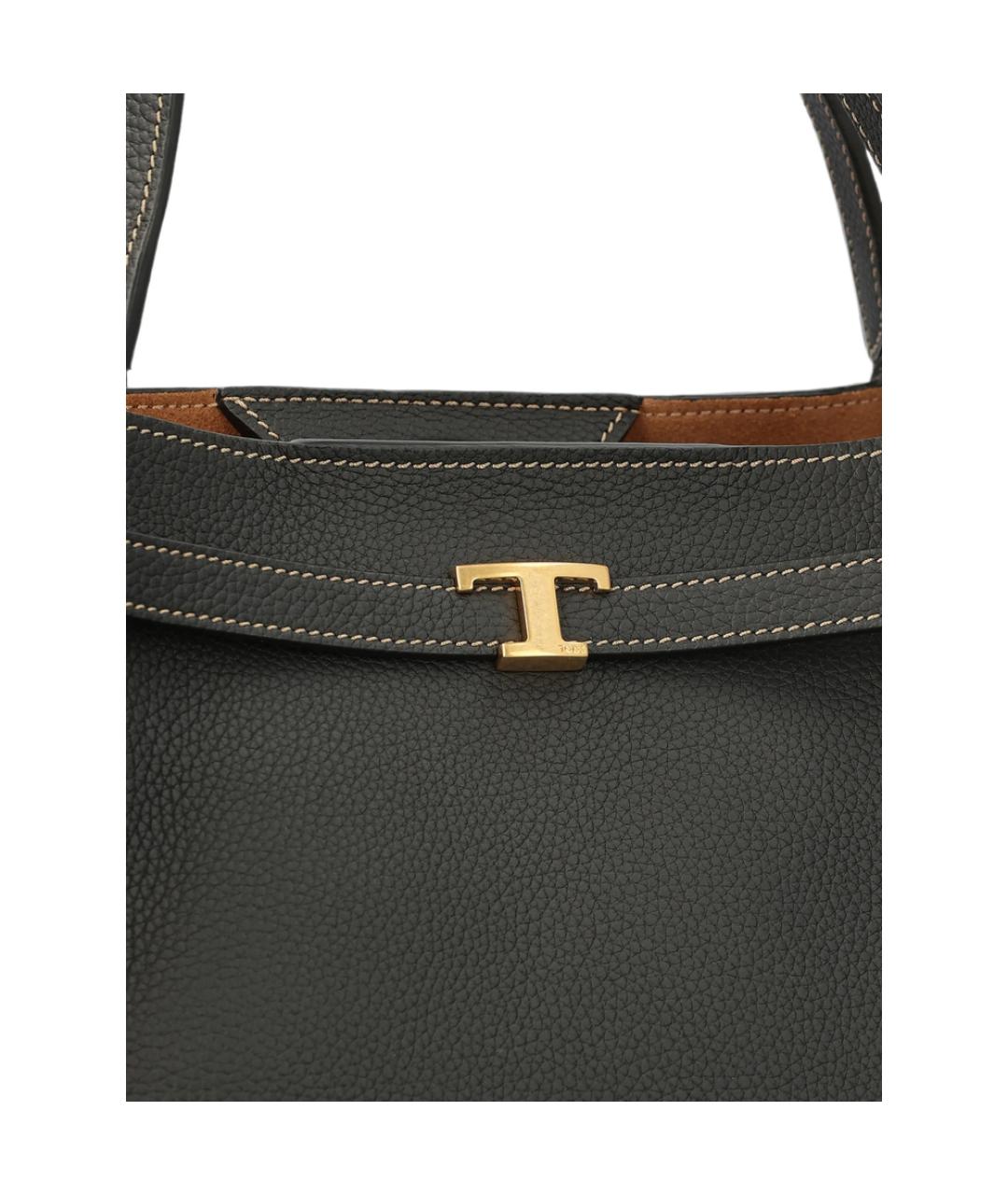 TOD'S Черная кожаная сумка тоут, фото 3