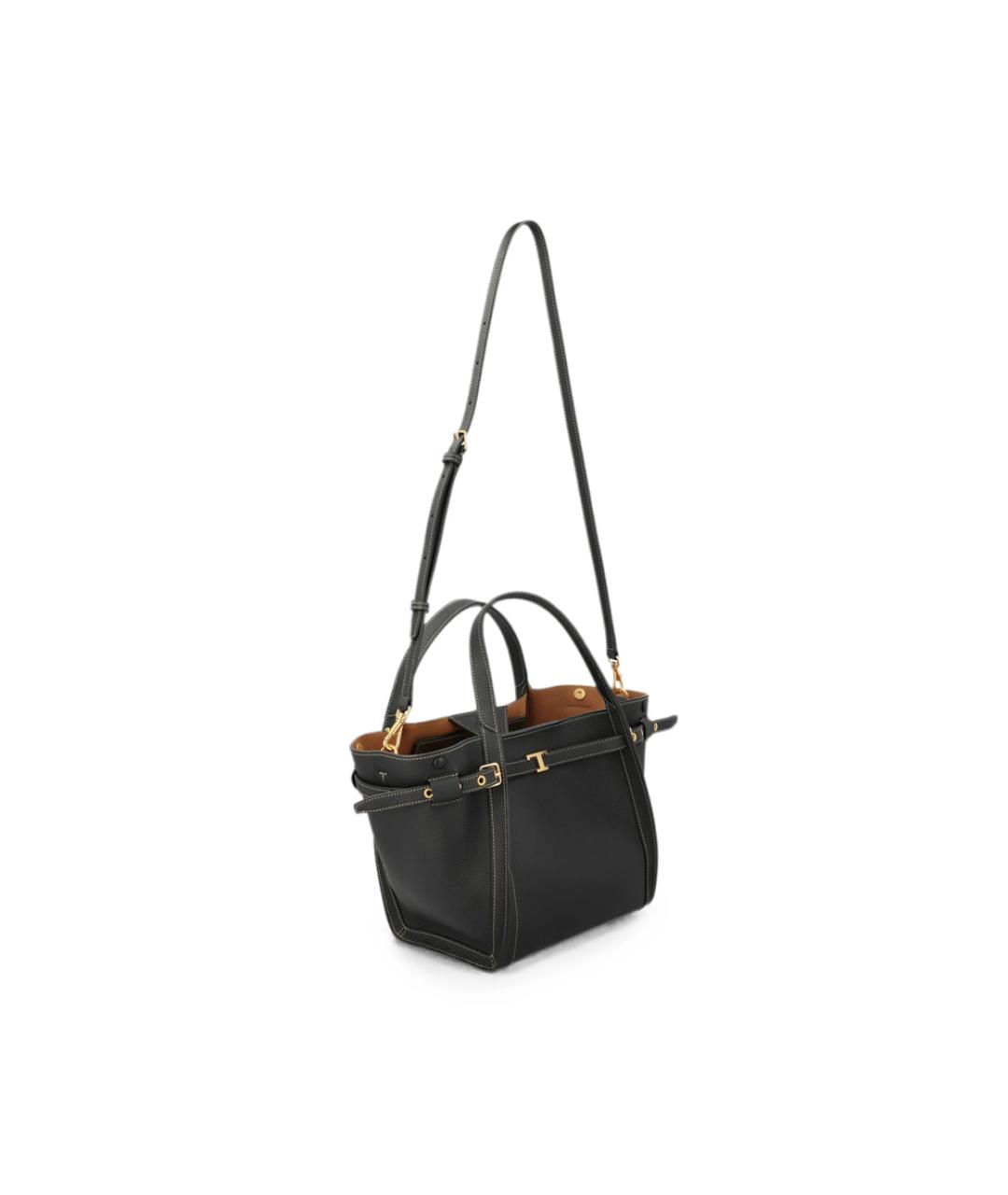 TOD'S Черная кожаная сумка тоут, фото 1