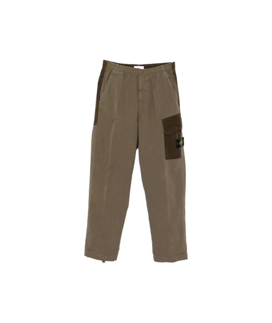 STONE ISLAND Зеленые хлопковые повседневные брюки, фото 1