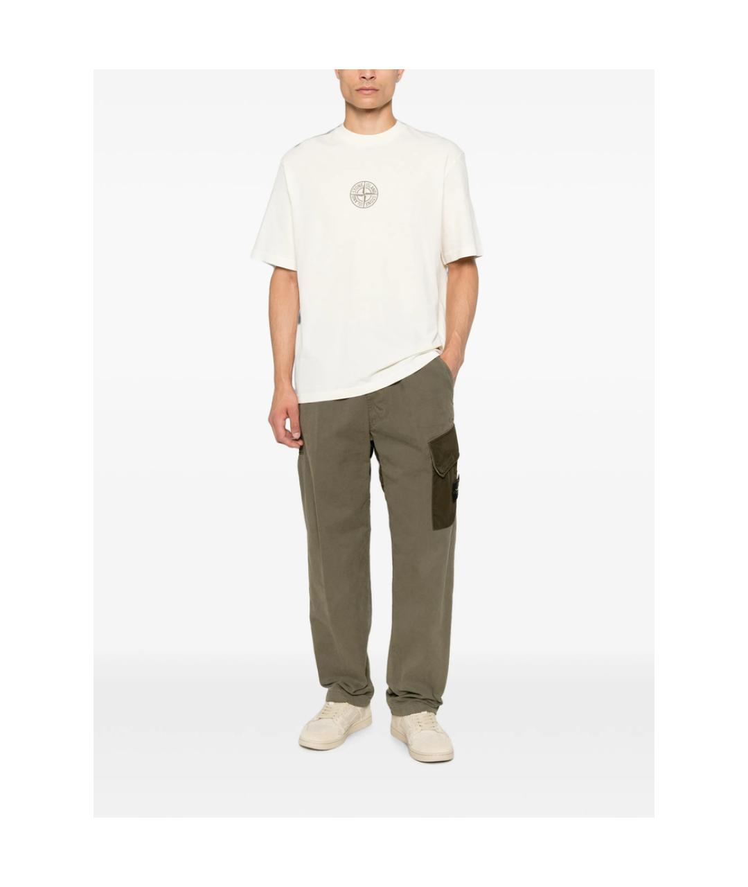 STONE ISLAND Зеленые хлопковые повседневные брюки, фото 5