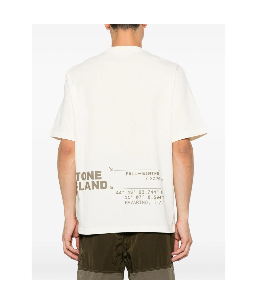 STONE ISLAND Белая хлопковая футболка, фото 2