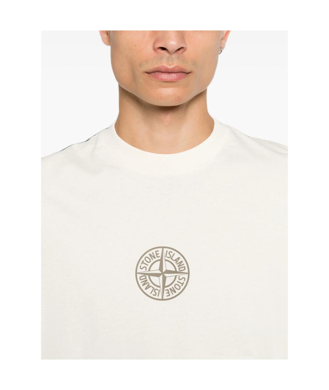STONE ISLAND Белая хлопковая футболка, фото 4