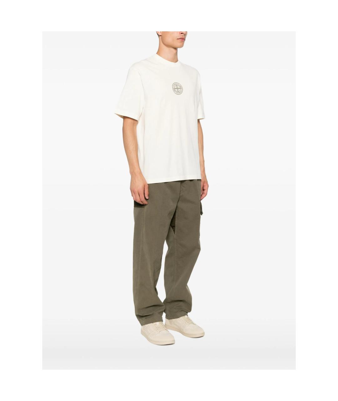 STONE ISLAND Белая хлопковая футболка, фото 3