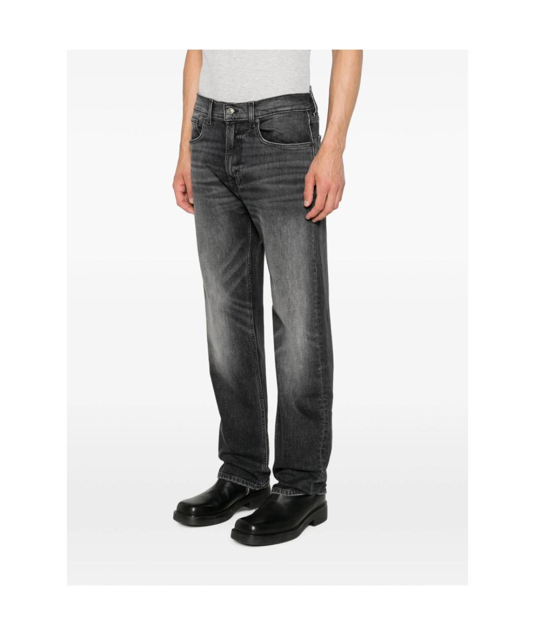 7 FOR ALL MANKIND Серые хлопковые прямые джинсы, фото 5