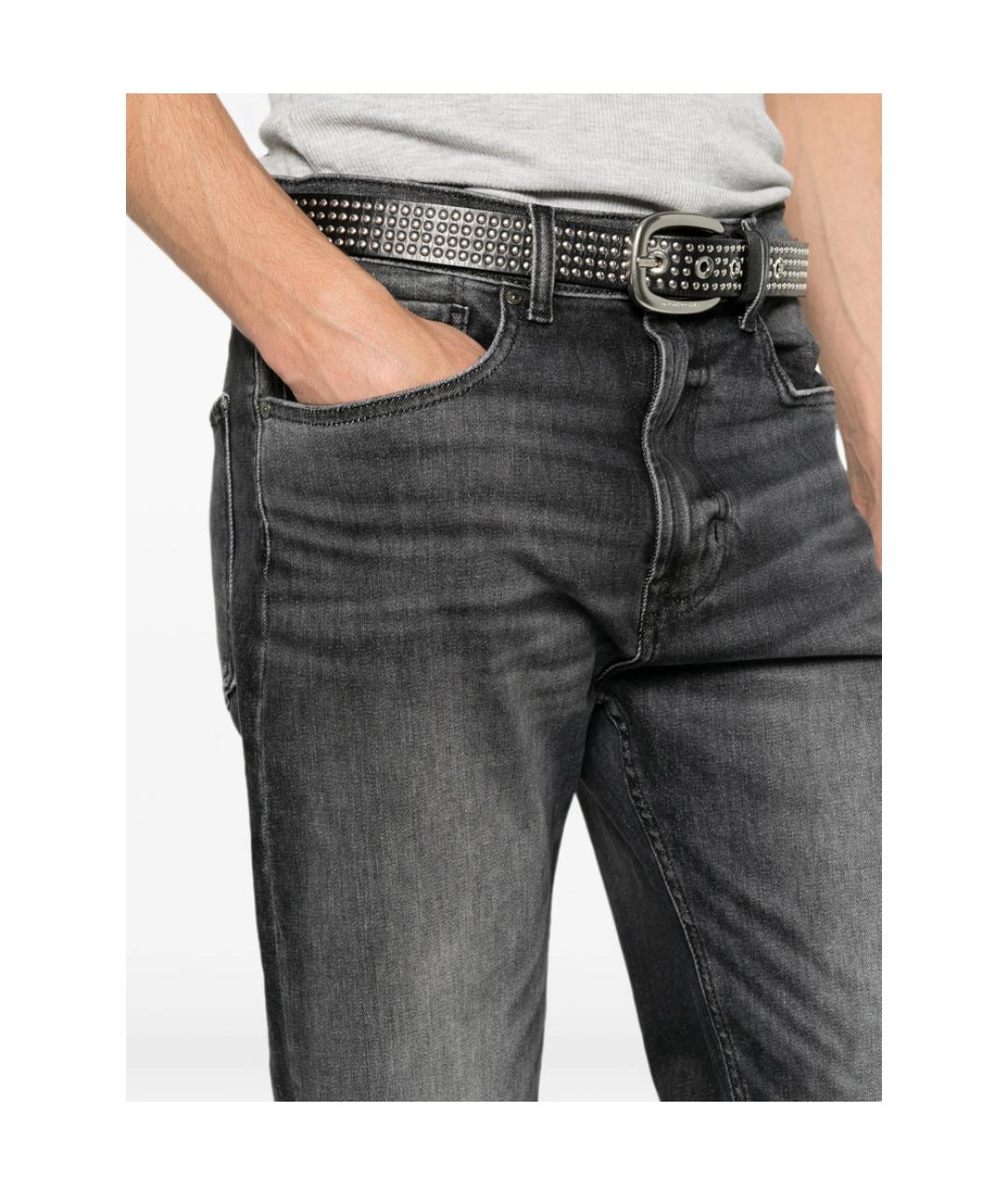 7 FOR ALL MANKIND Серые хлопковые прямые джинсы, фото 4