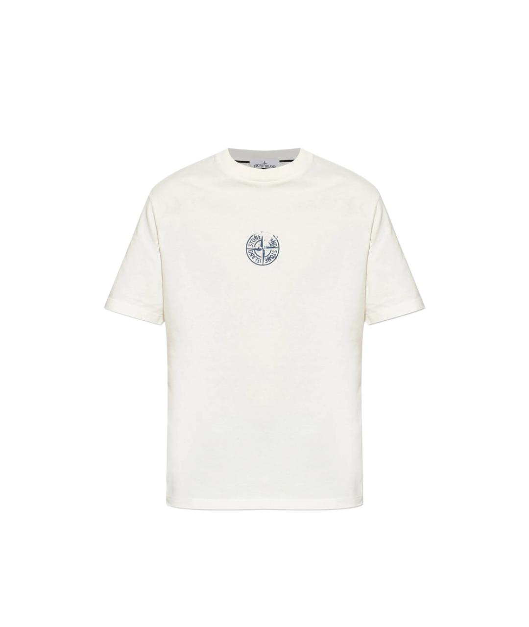 STONE ISLAND Белая хлопковая футболка, фото 1