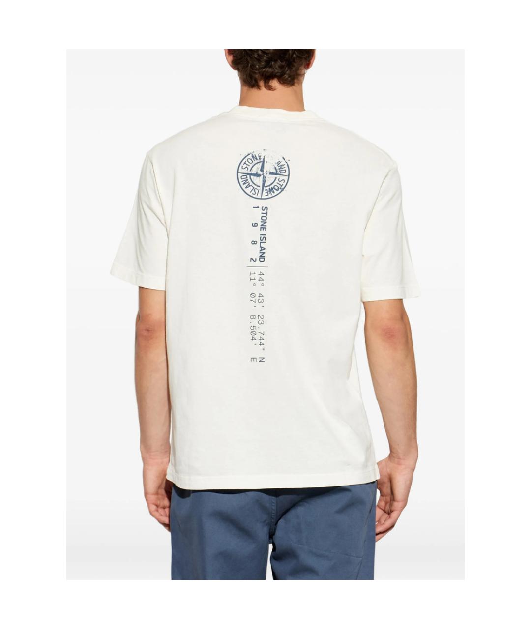 STONE ISLAND Белая хлопковая футболка, фото 2