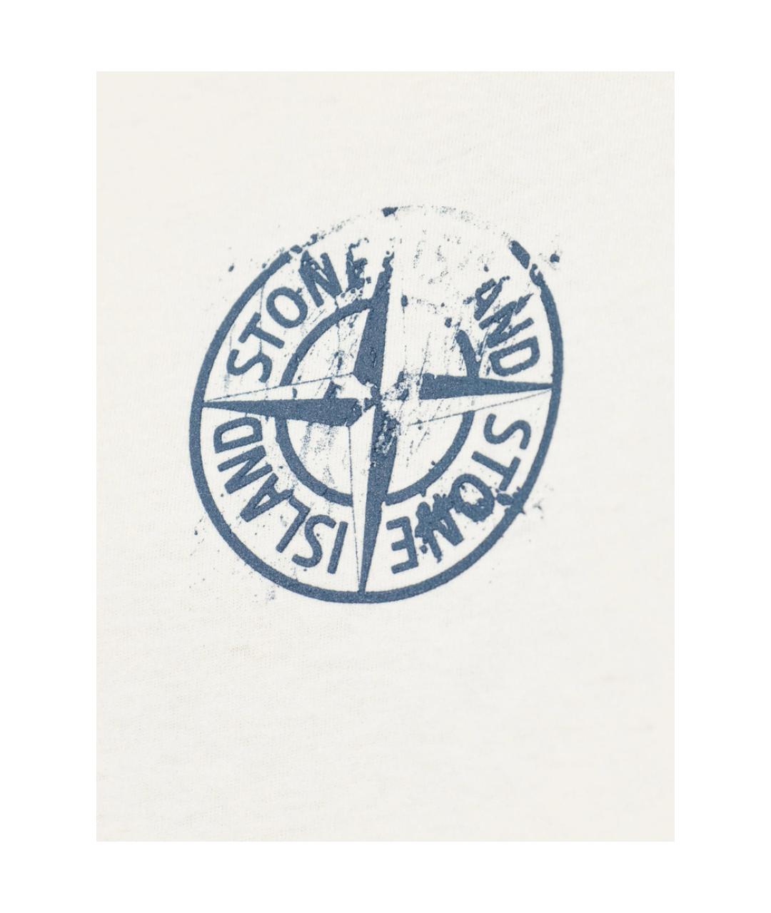 STONE ISLAND Белая хлопковая футболка, фото 3