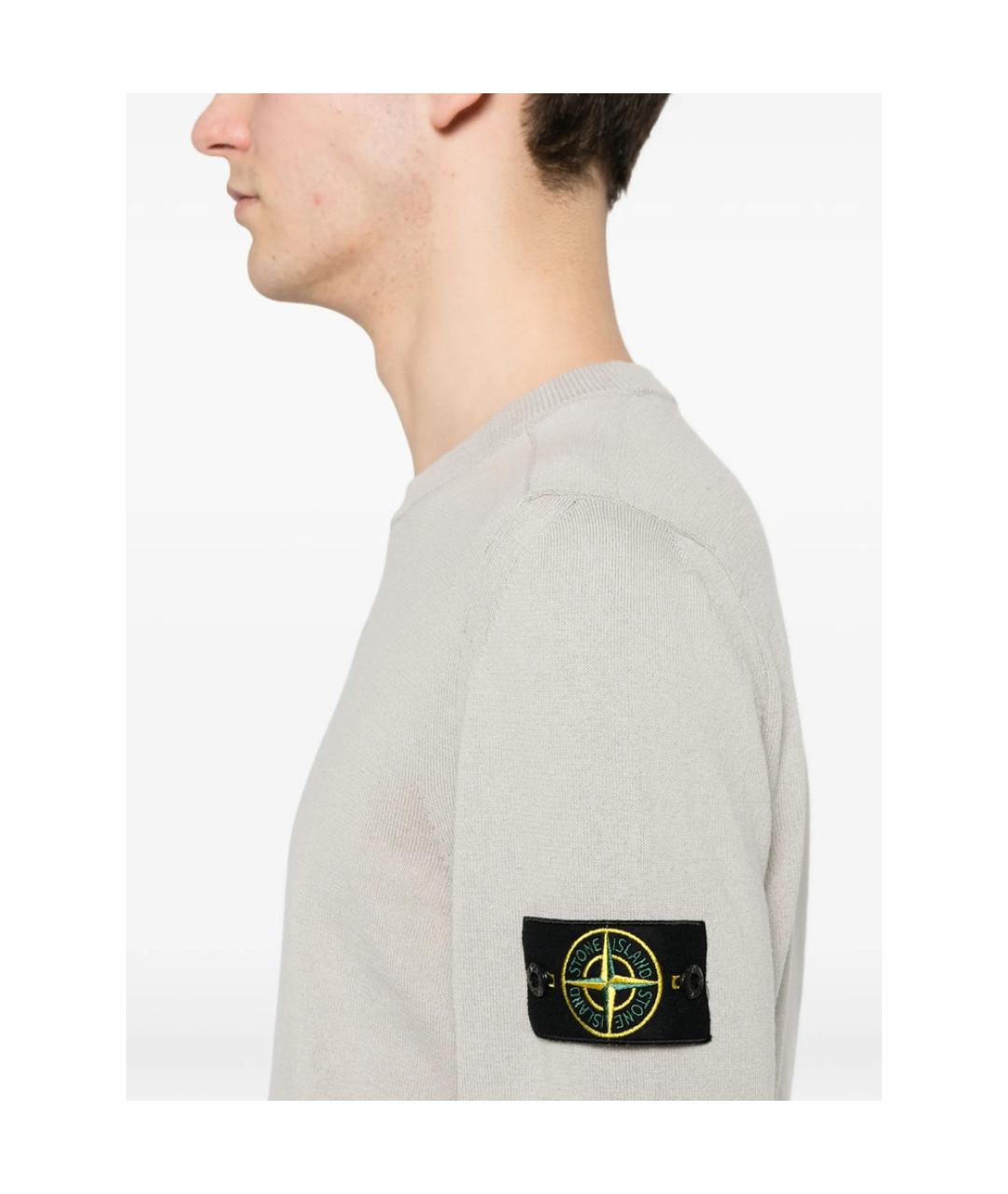STONE ISLAND Серый хлопковый джемпер / свитер, фото 3