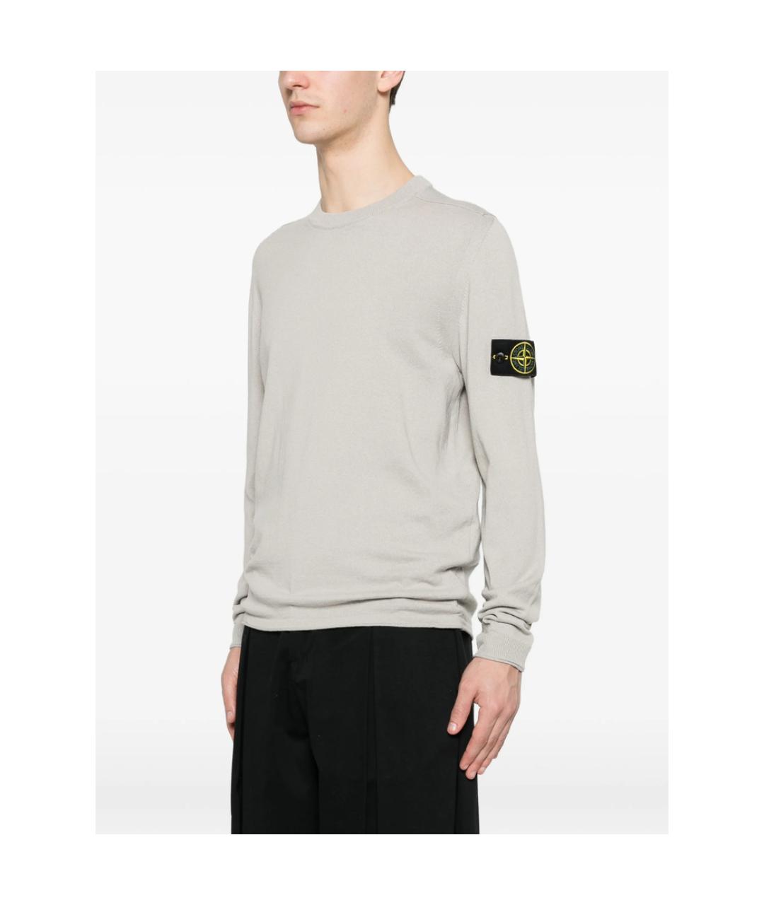 STONE ISLAND Серый хлопковый джемпер / свитер, фото 4