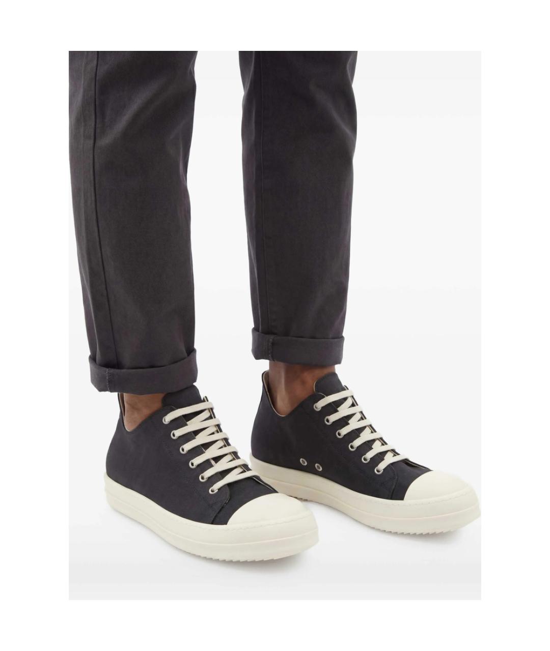 RICK OWENS DRKSHDW Черные текстильные низкие кроссовки / кеды, фото 5