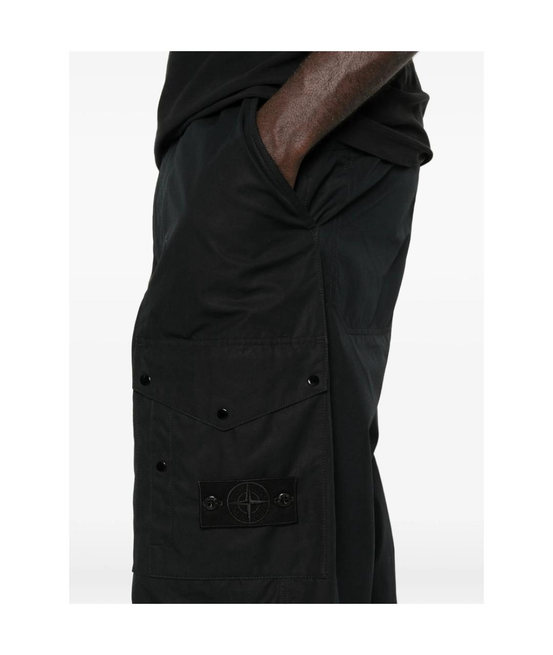 STONE ISLAND Черные хлопковые повседневные брюки, фото 5