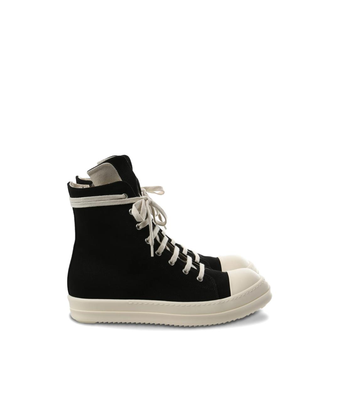 RICK OWENS DRKSHDW Черные текстильные высокие кроссовки / кеды, фото 1