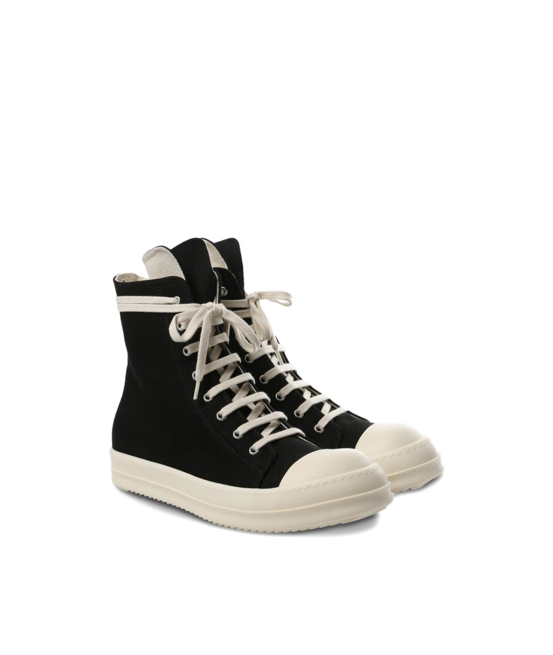 RICK OWENS DRKSHDW Черные текстильные высокие кроссовки / кеды, фото 2