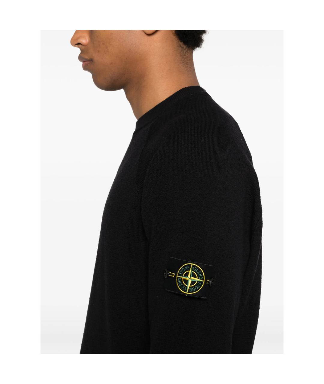 STONE ISLAND Черный хлопковый джемпер / свитер, фото 2