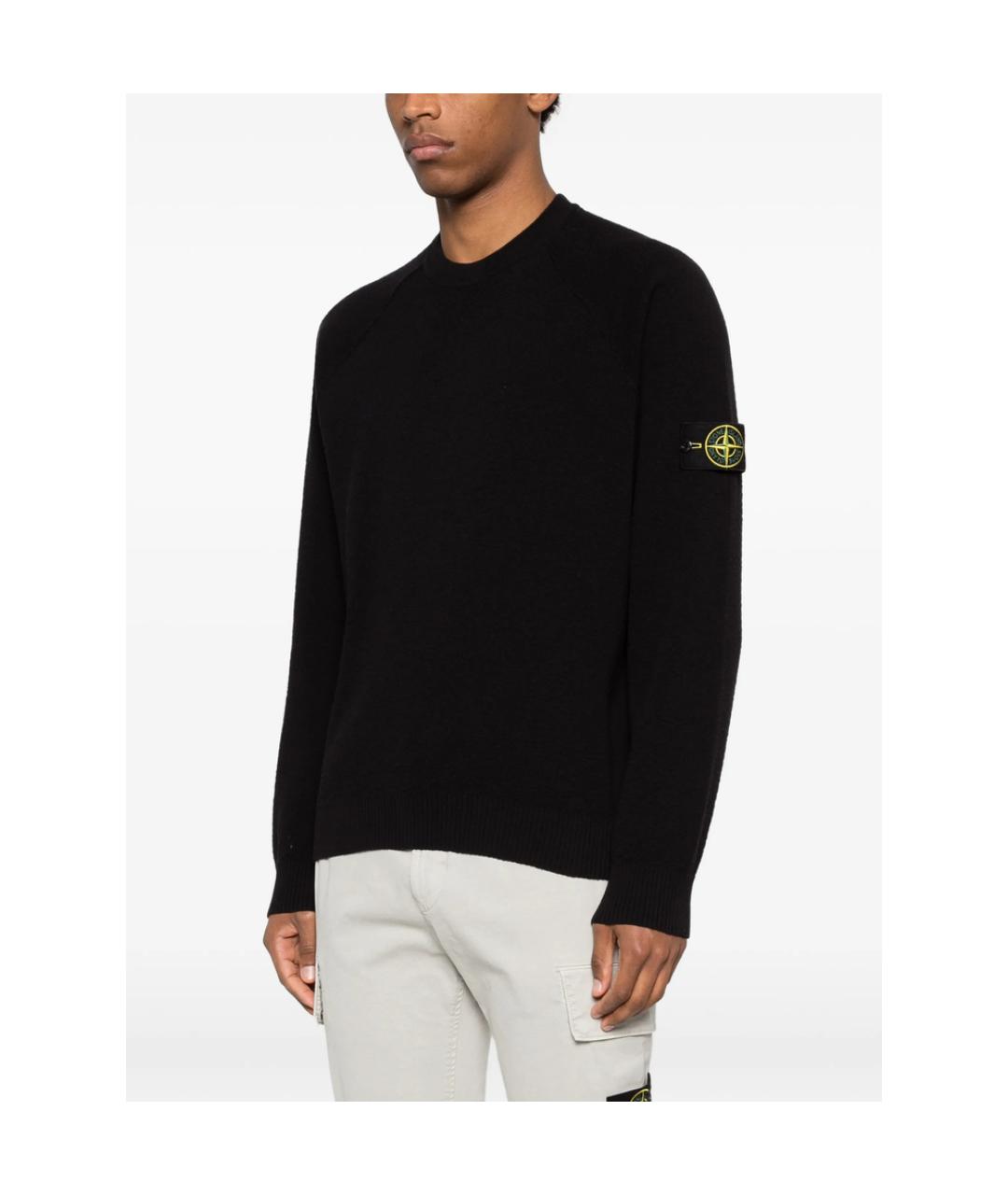 STONE ISLAND Черный хлопковый джемпер / свитер, фото 4