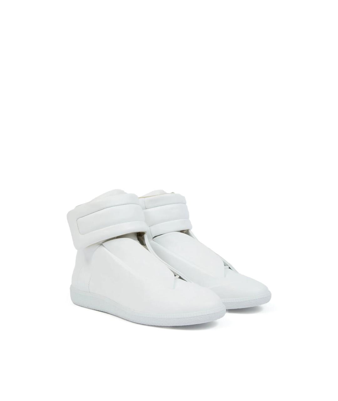MAISON MARGIELA Белые кожаные высокие кроссовки / кеды, фото 4