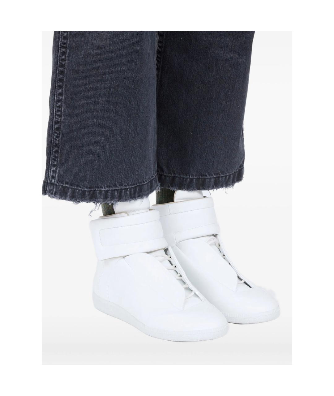 MAISON MARGIELA Белые кожаные высокие кроссовки / кеды, фото 3