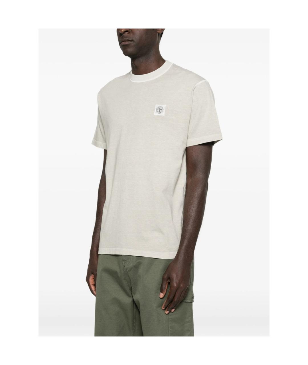 STONE ISLAND Белая хлопковая футболка, фото 3