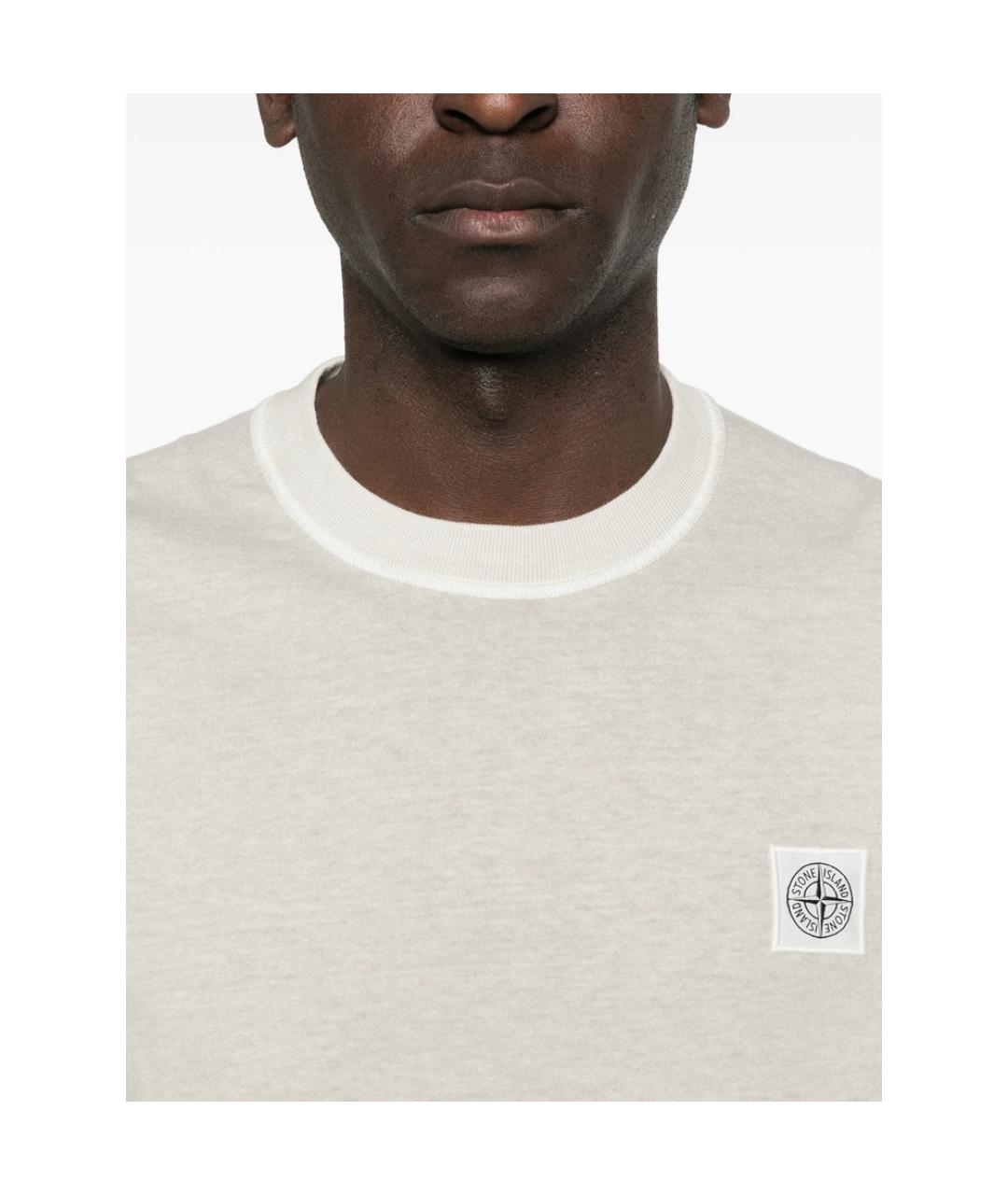 STONE ISLAND Белая хлопковая футболка, фото 4