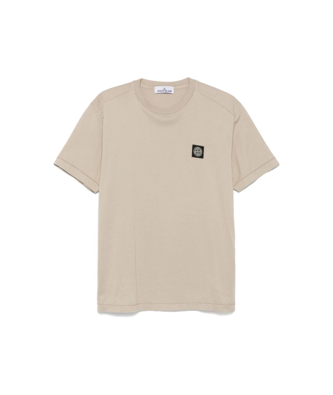 STONE ISLAND Бежевая хлопковая футболка, фото 1