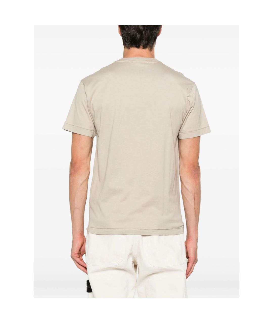 STONE ISLAND Бежевая хлопковая футболка, фото 4