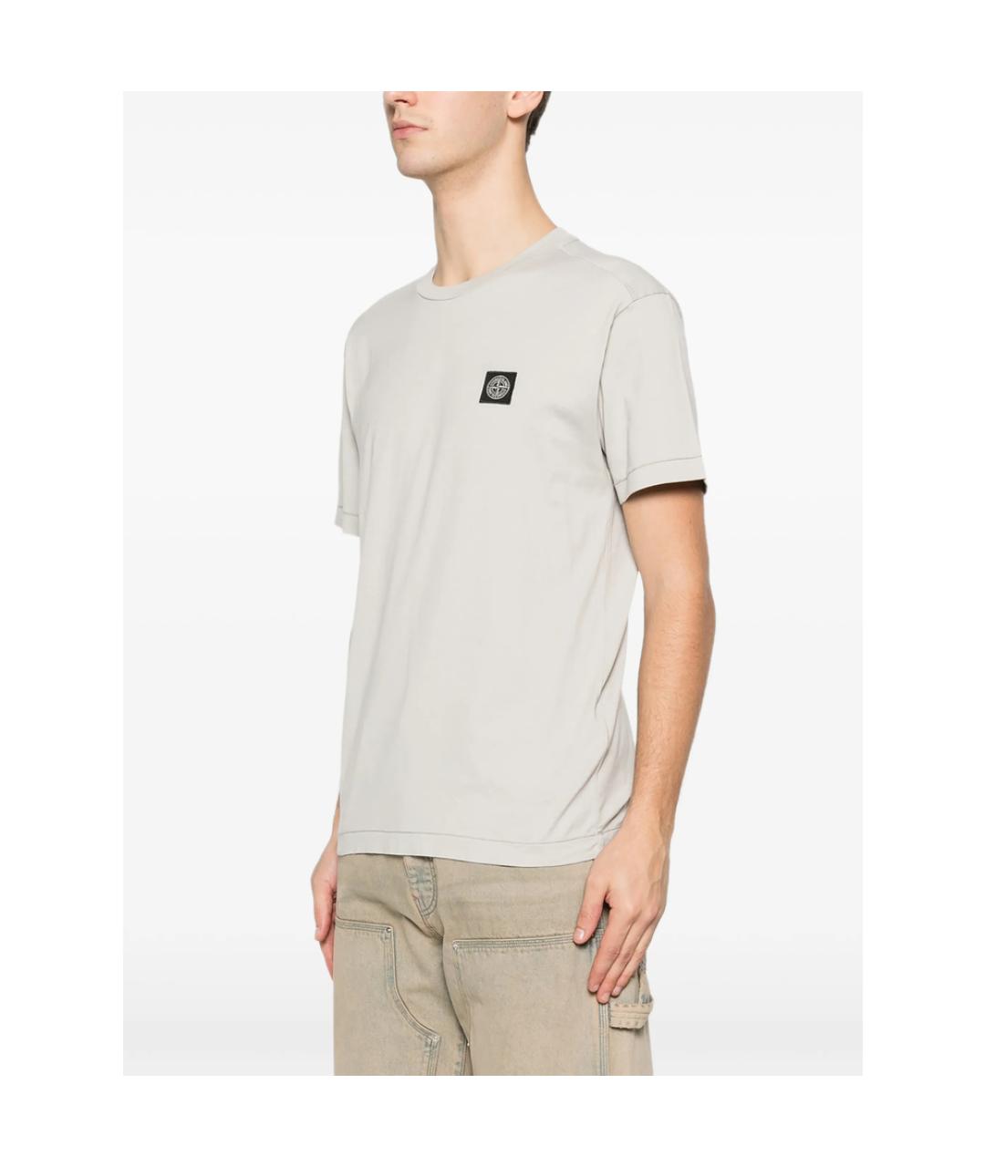 STONE ISLAND Бежевая хлопковая футболка, фото 5