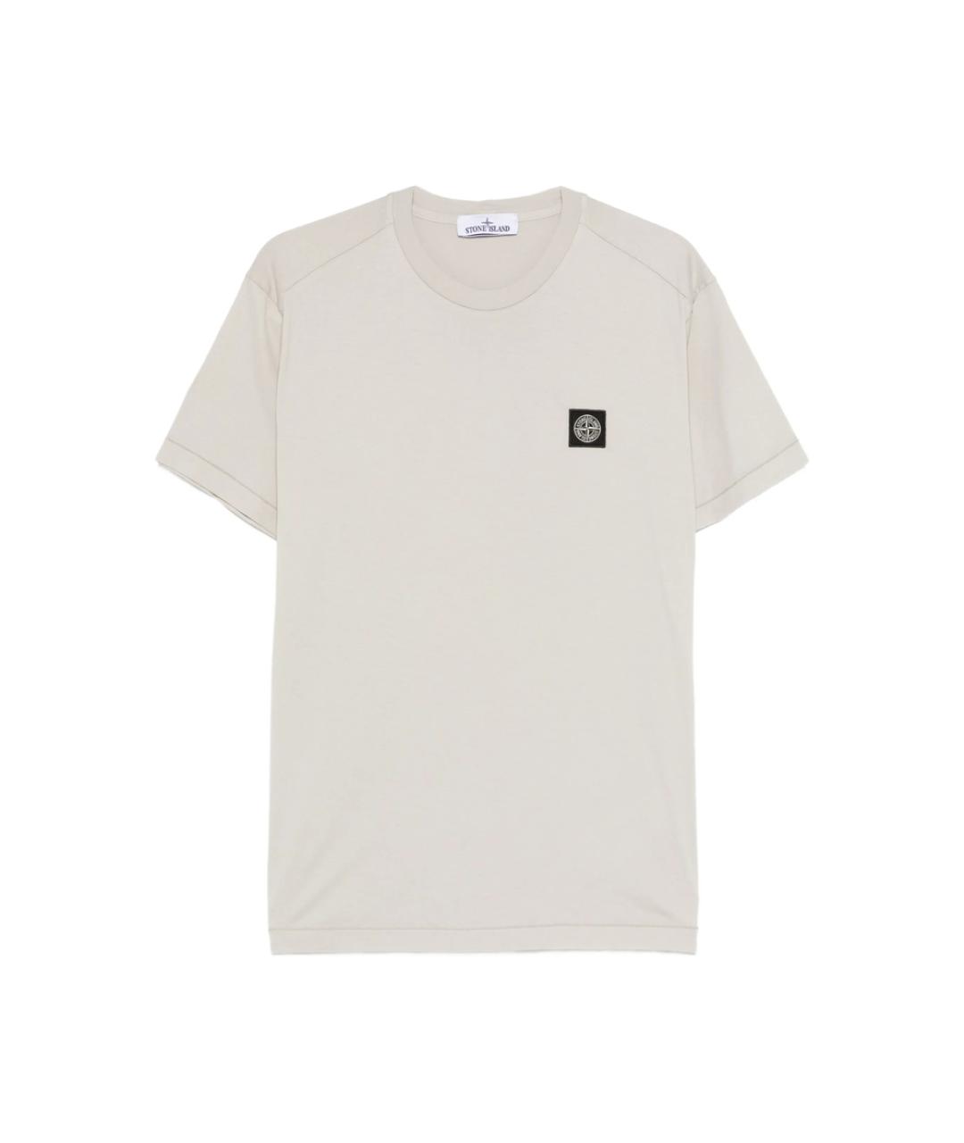 STONE ISLAND Бежевая хлопковая футболка, фото 1