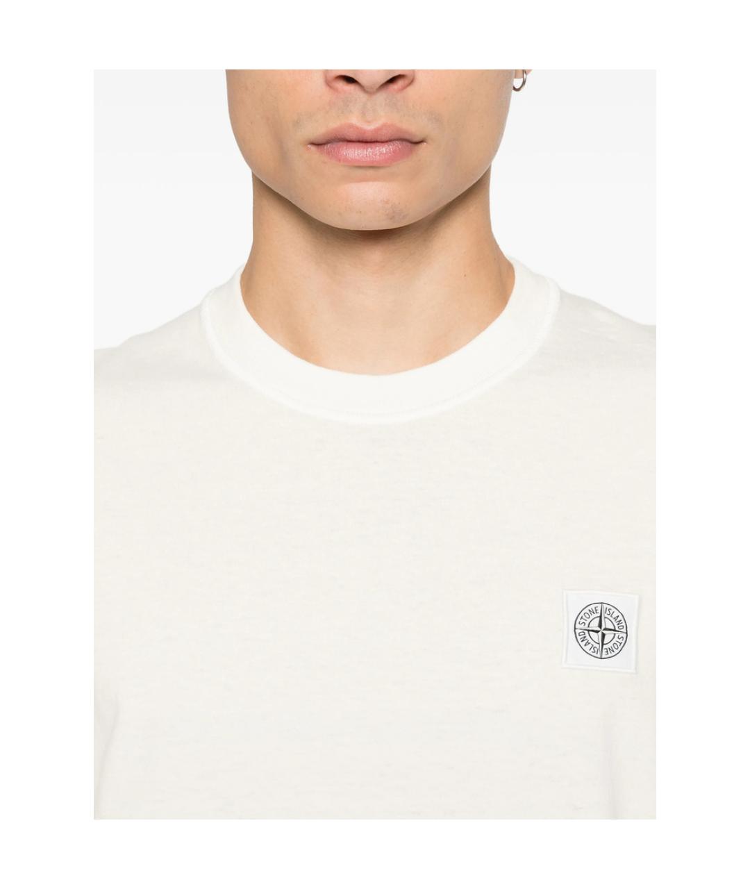 STONE ISLAND Белая хлопковая футболка, фото 4