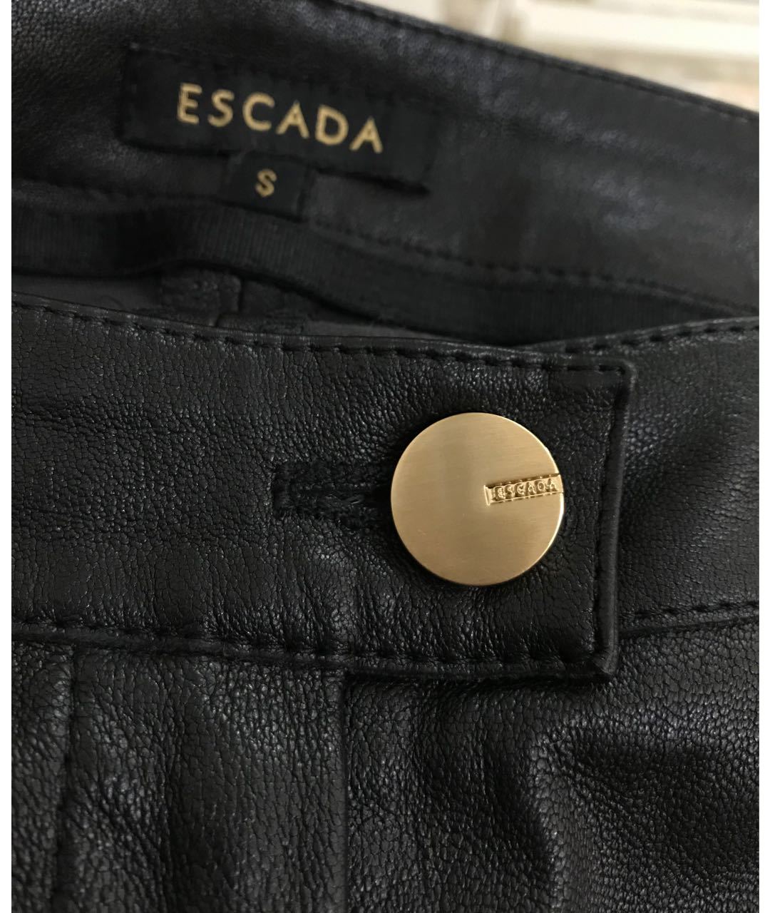 ESCADA Черные кожаные брюки узкие, фото 5