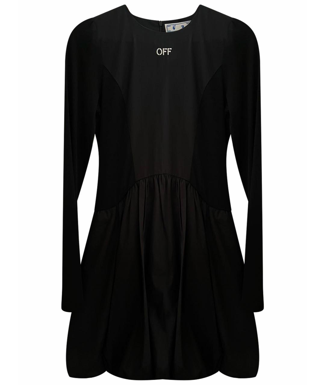 OFF-WHITE Черное хлопковое повседневное платье, фото 1