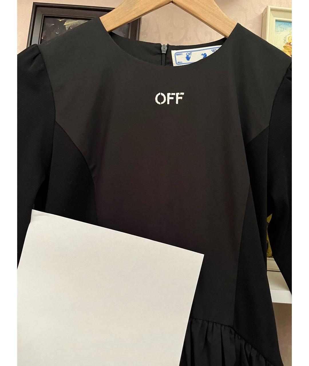 OFF-WHITE Черное хлопковое повседневное платье, фото 4