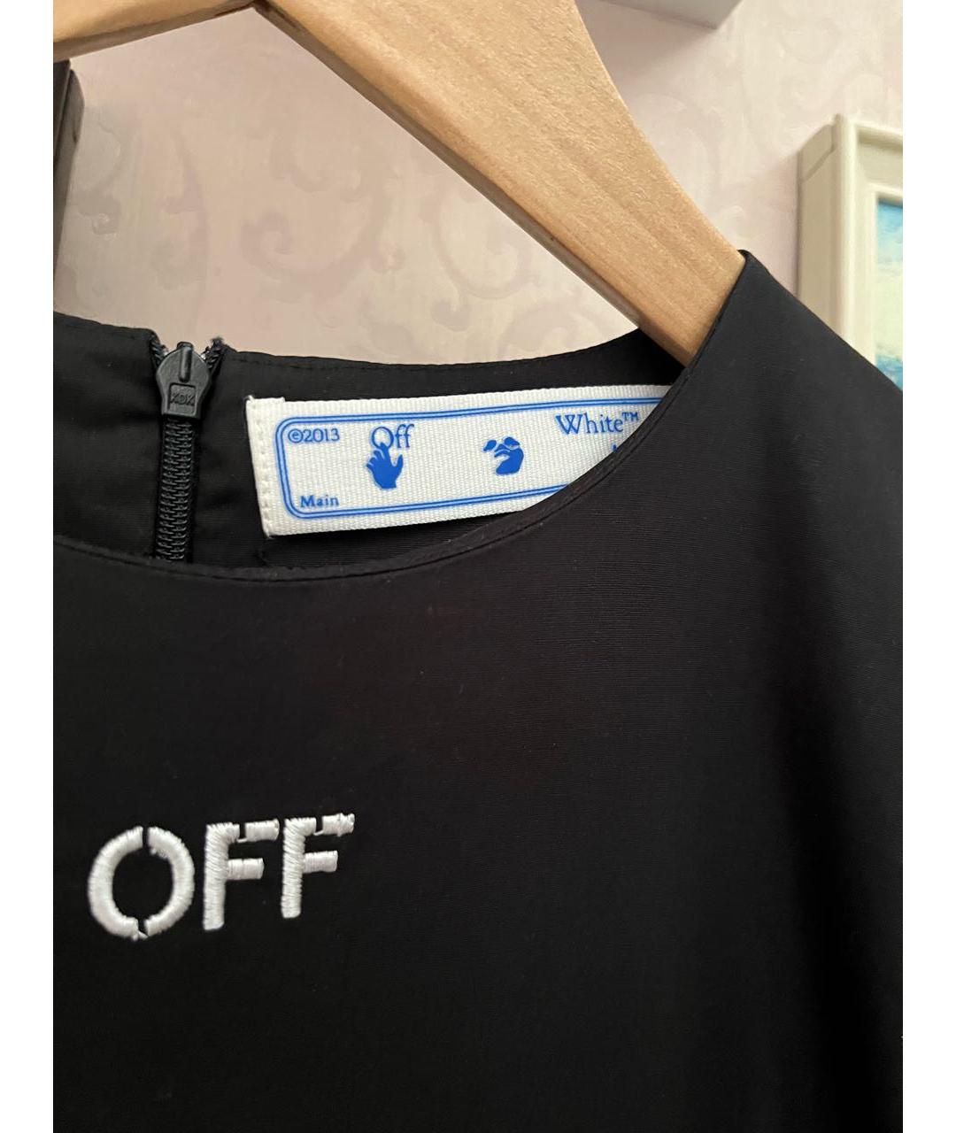 OFF-WHITE Черное хлопковое повседневное платье, фото 3