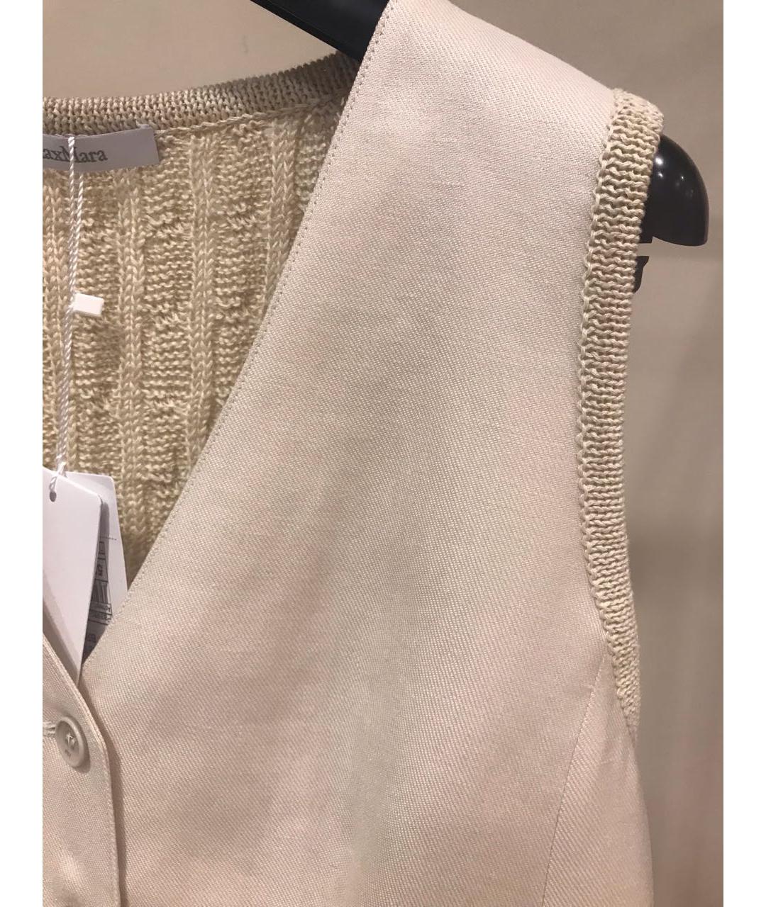 MAX MARA Бежевый льняной жилет, фото 4