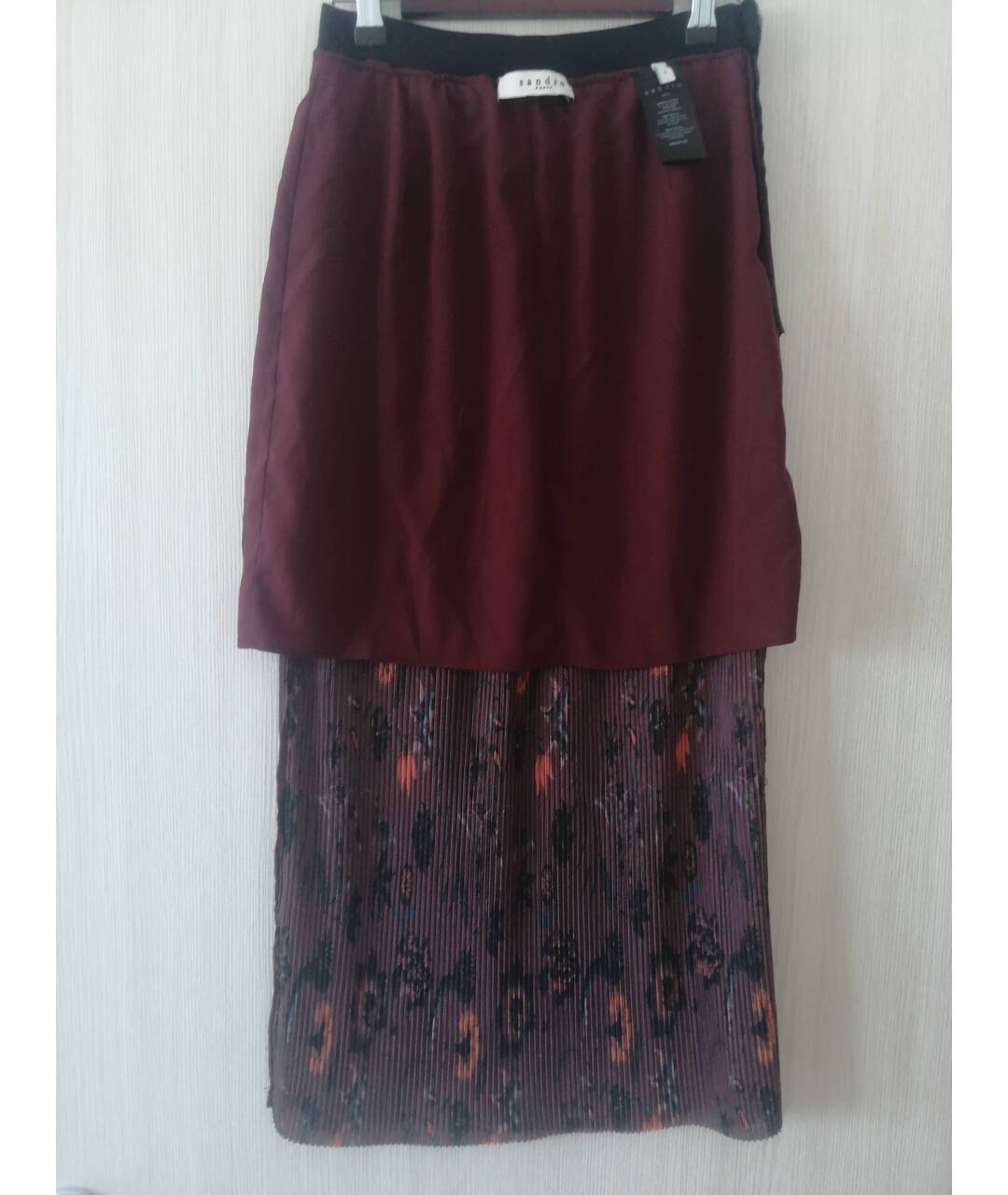 SANDRO Бордовая юбка макси, фото 5