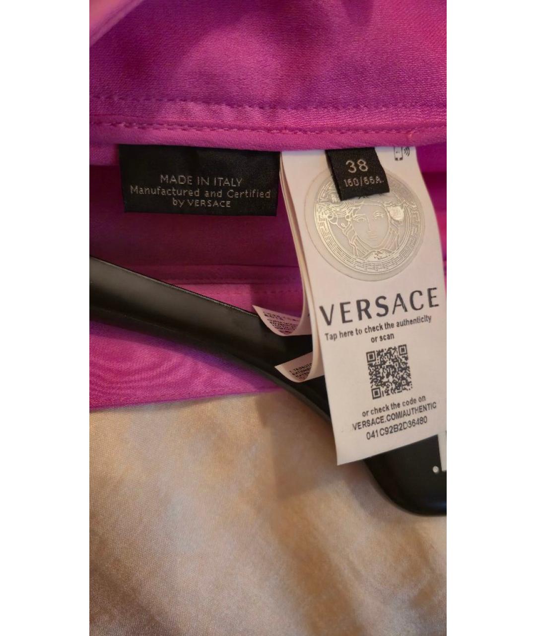 VERSACE Розовые вискозные прямые брюки, фото 5