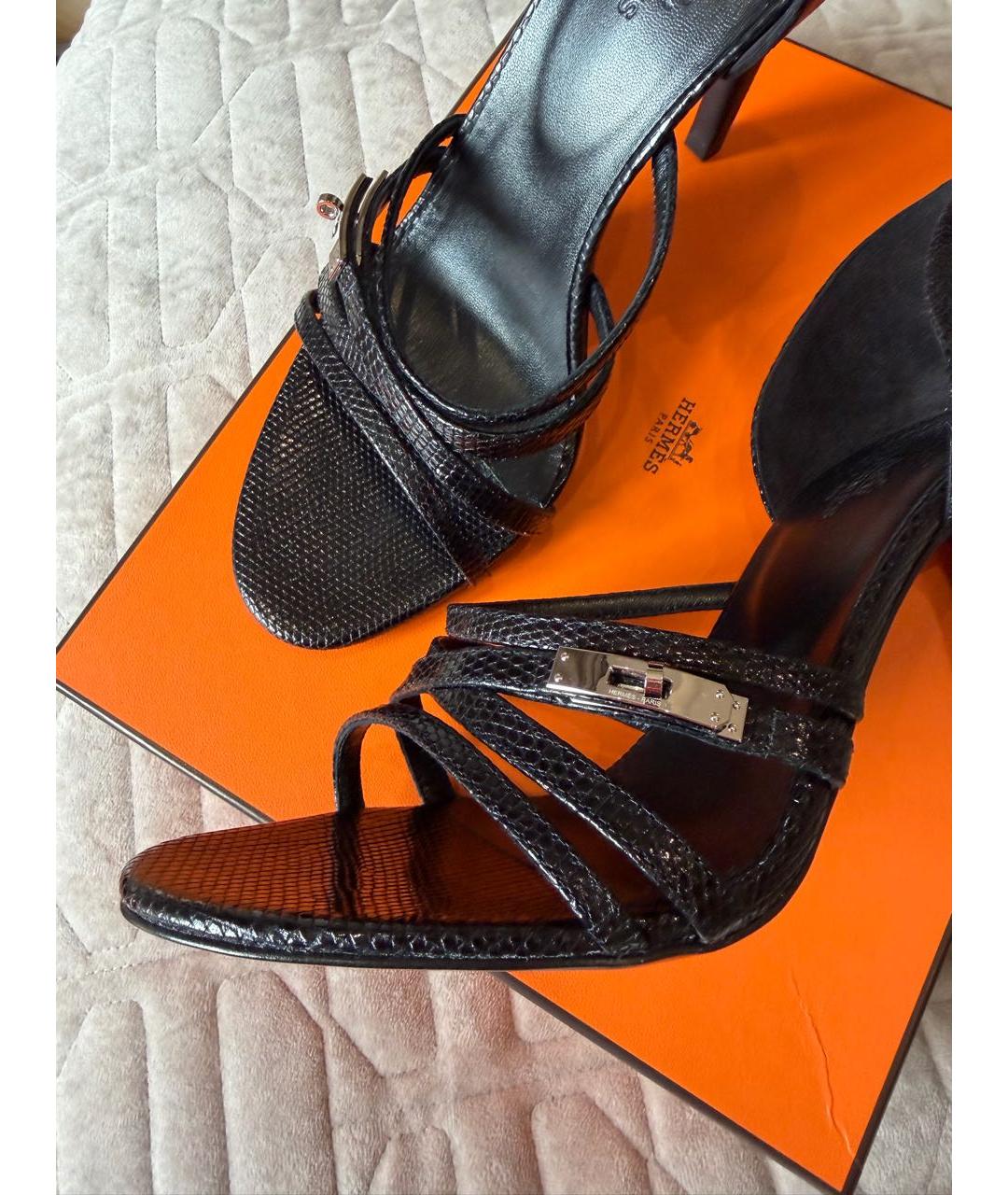 HERMES Черные туфли из экзотической кожи, фото 5