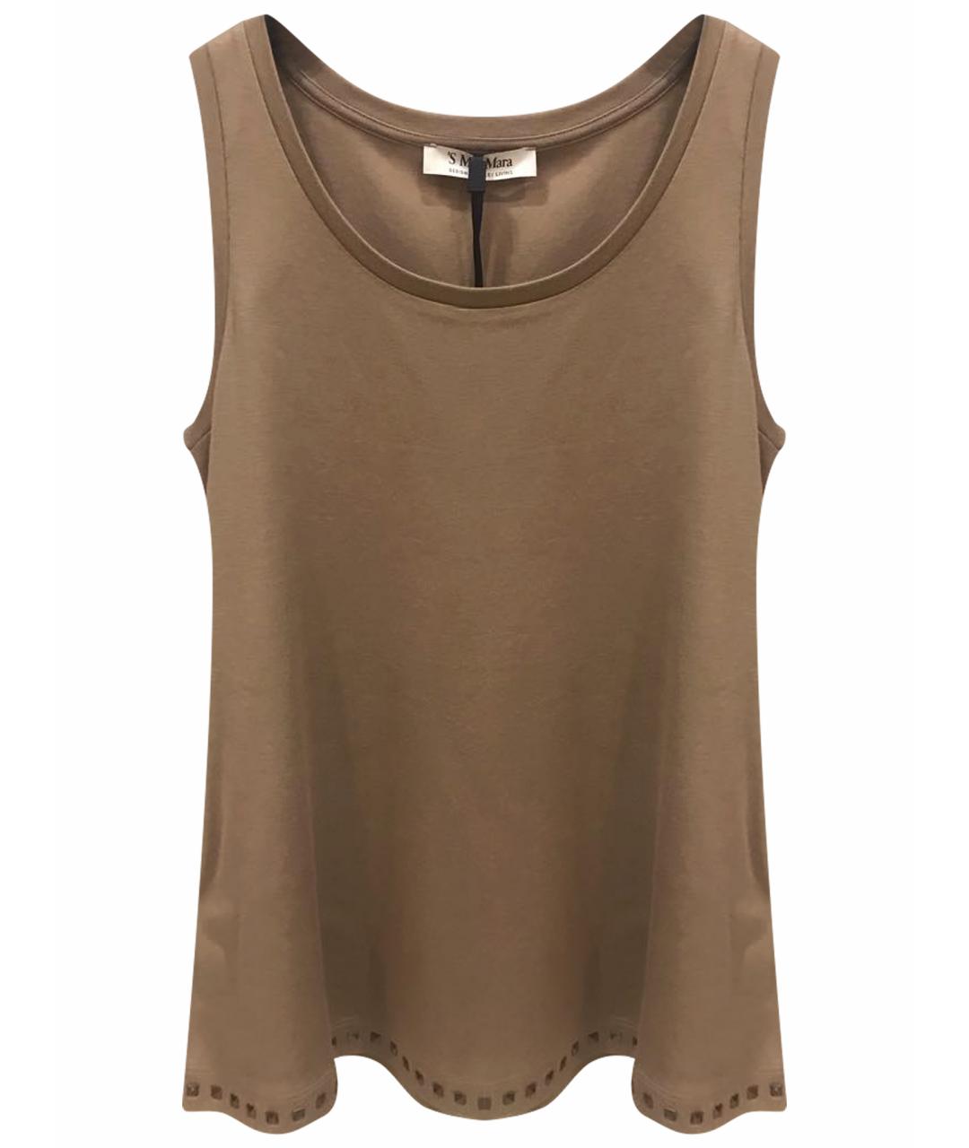 'S MAX MARA Коричневая хлопковая майка, фото 1