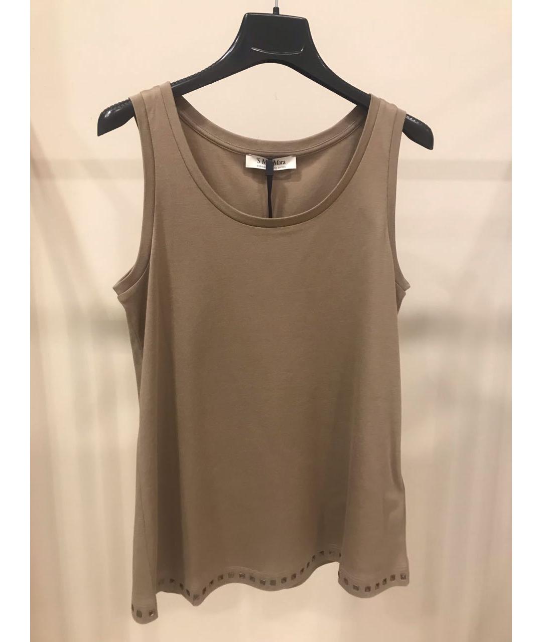 'S MAX MARA Коричневая хлопковая майка, фото 5