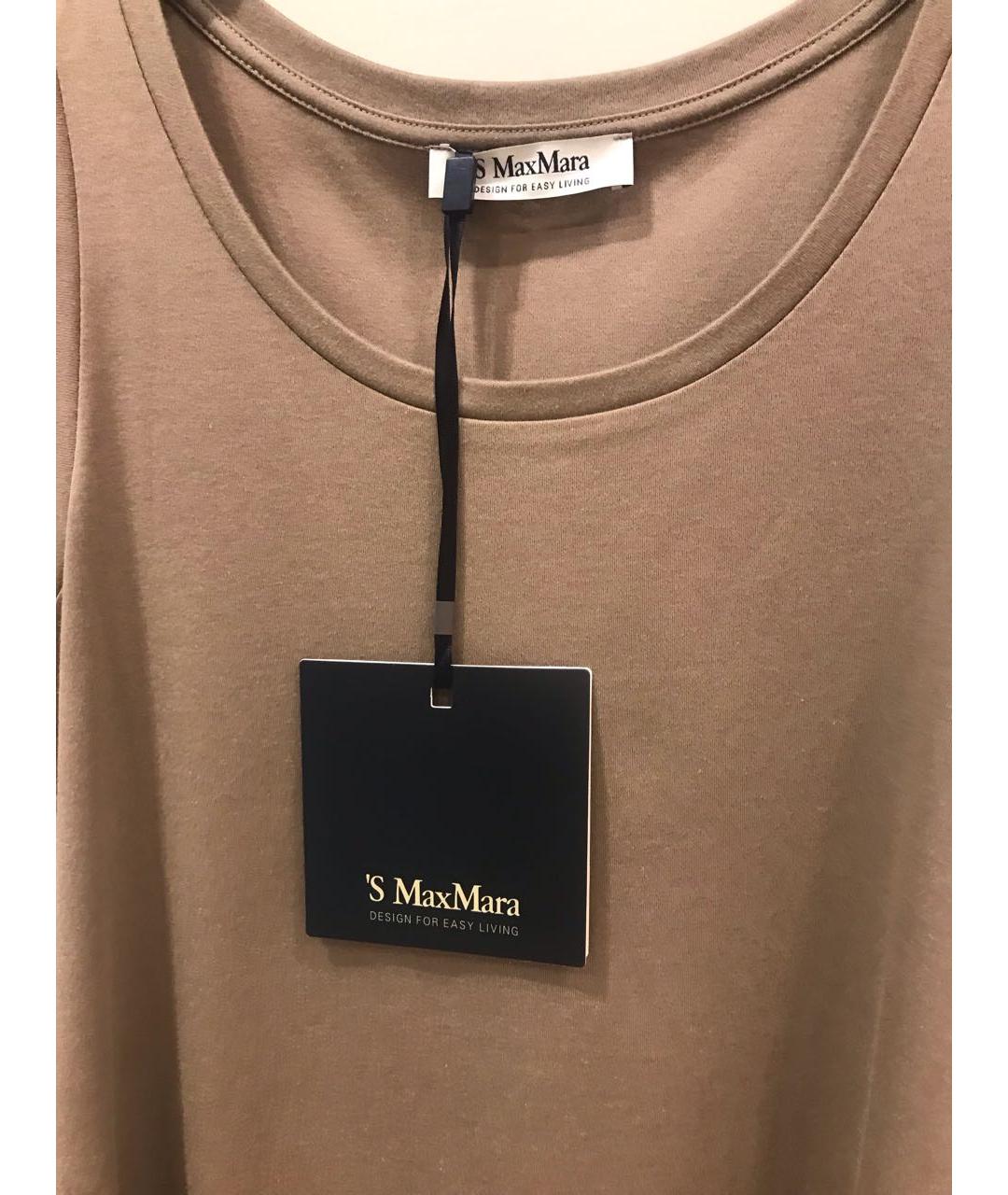 'S MAX MARA Коричневая хлопковая майка, фото 3