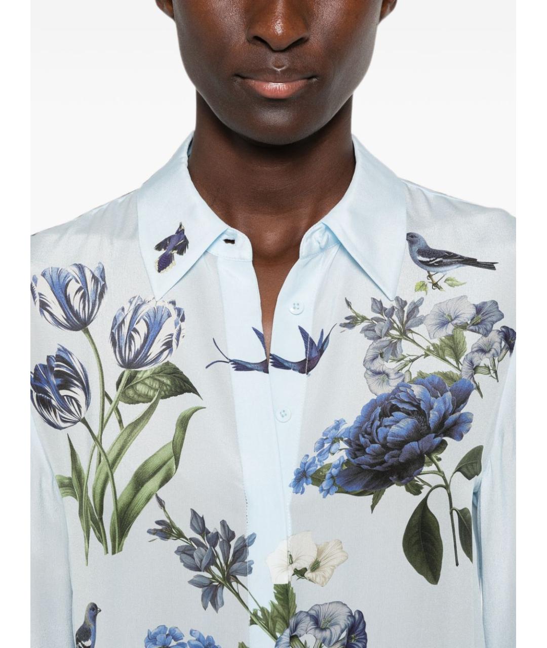 ALICE+OLIVIA Голубая шелковая рубашка, фото 5