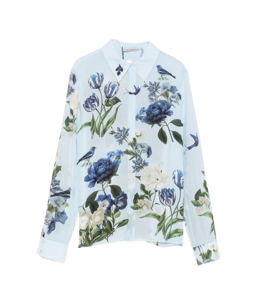 ALICE+OLIVIA Голубая шелковая рубашка, фото 1