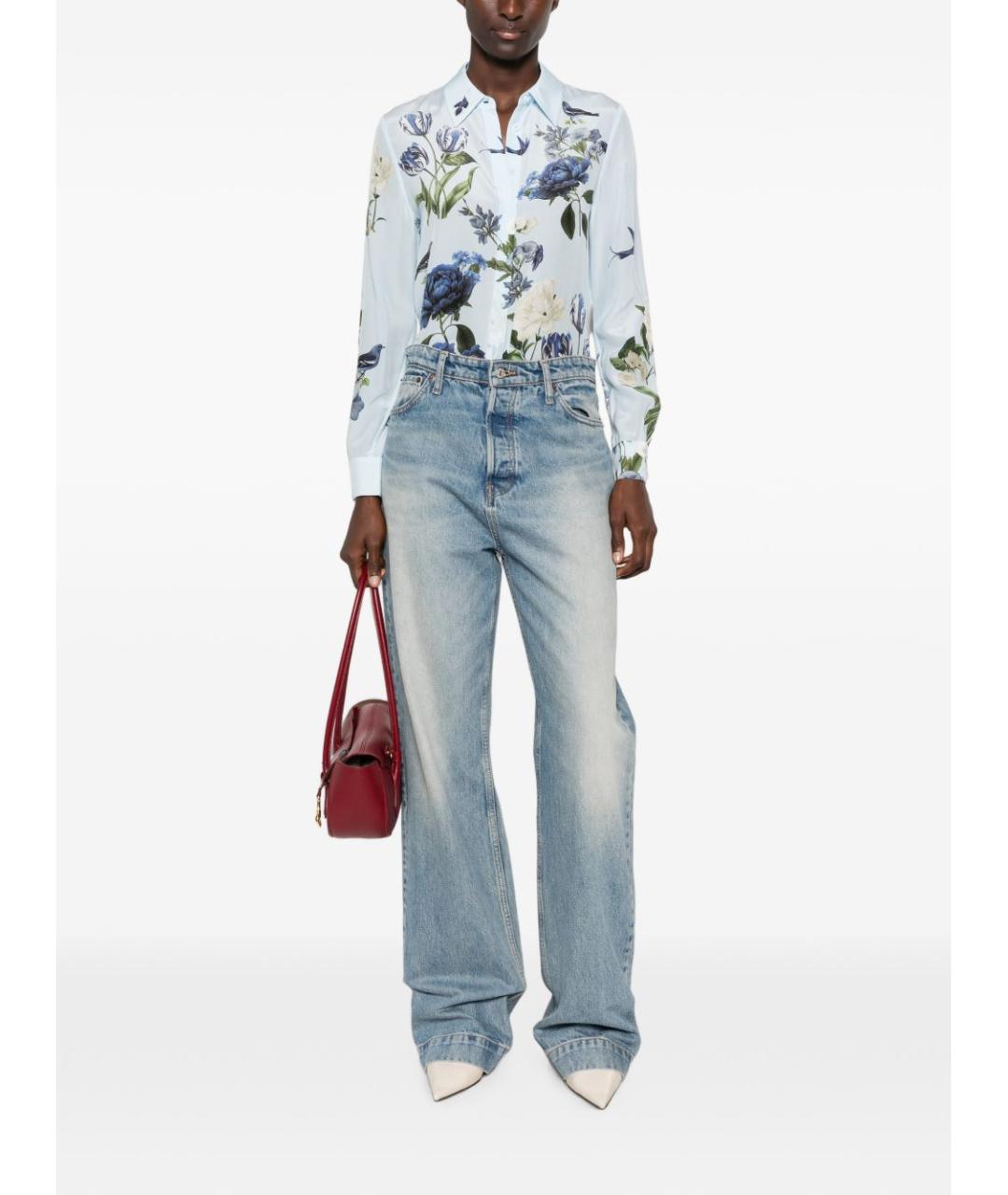 ALICE+OLIVIA Голубая шелковая рубашка, фото 2